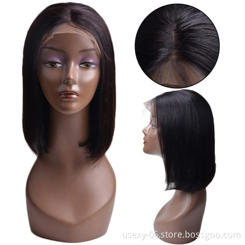 Wholesale Cheap Brazilian Short Straight Human Hair Closure Lace Front Bob Wigs For Black Women